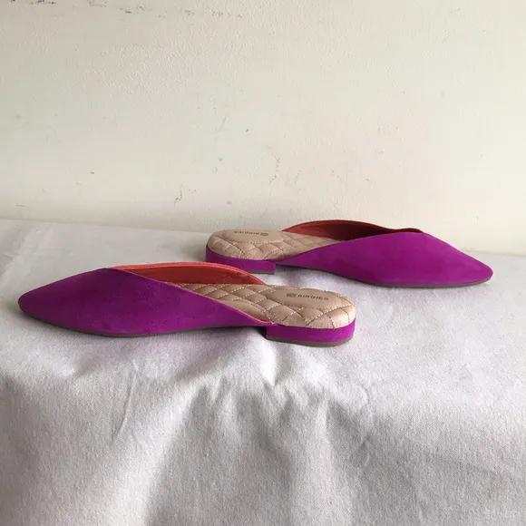 EUC Birdie’s size 9 The Swan slippers. Pink and orange Sangria flats pointed toe