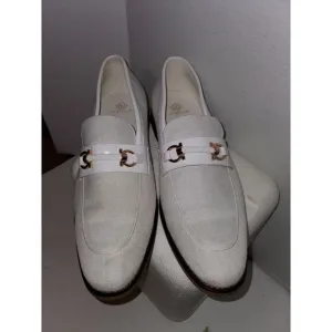 EUC La Milano Mens Fashion Dress Shoe Slip On Loafers Genuine Leather White 12‎