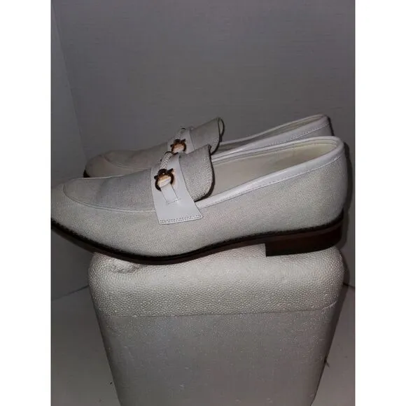 EUC La Milano Mens Fashion Dress Shoe Slip On Loafers Genuine Leather White 12‎
