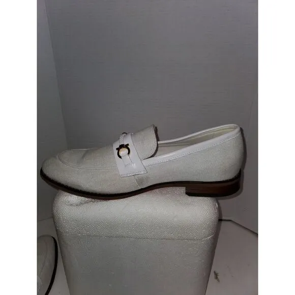 EUC La Milano Mens Fashion Dress Shoe Slip On Loafers Genuine Leather White 12‎