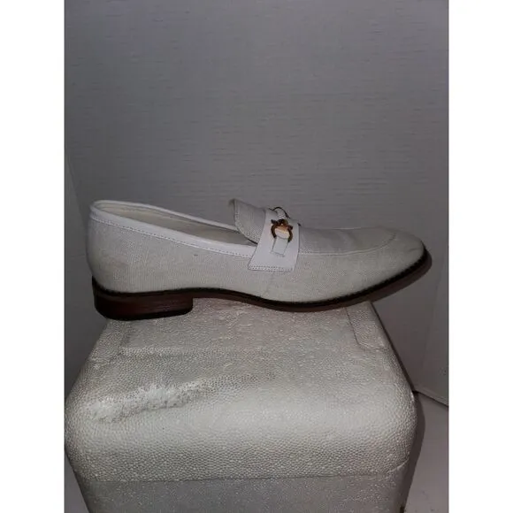 EUC La Milano Mens Fashion Dress Shoe Slip On Loafers Genuine Leather White 12‎