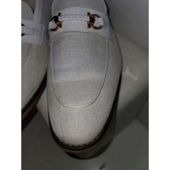 EUC La Milano Mens Fashion Dress Shoe Slip On Loafers Genuine Leather White 12‎