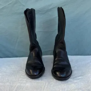EUC Men's Durango Black Leather Almond Toe Western Cowboy Boots Size: 10.5