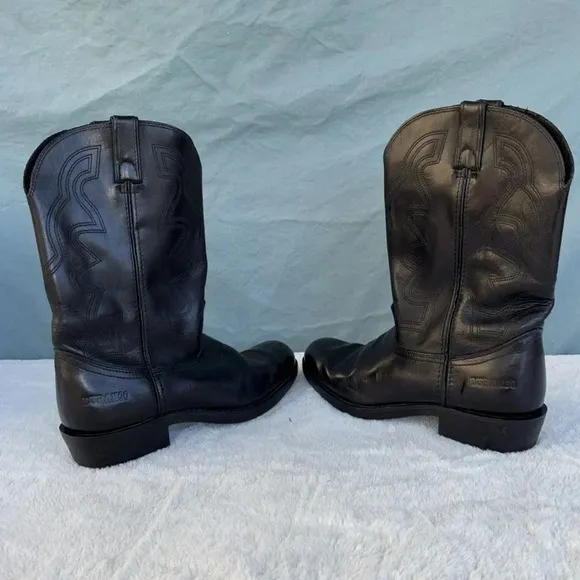 EUC Men's Durango Black Leather Almond Toe Western Cowboy Boots Size: 10.5
