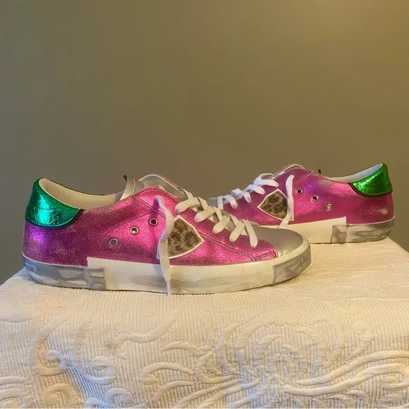 EUC Philippe Model Paris PRSX Fuchsia Sneakers Size 40 Made in Italy