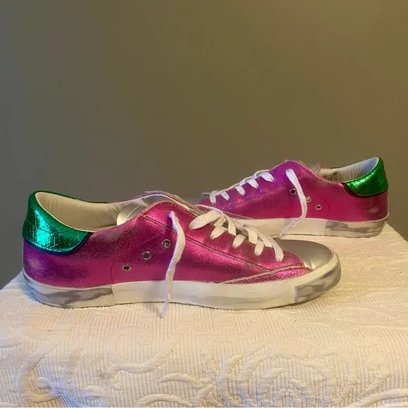 EUC Philippe Model Paris PRSX Fuchsia Sneakers Size 40 Made in Italy