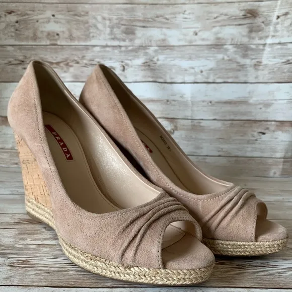 EUC Prada espadrilles wedge size 38.5