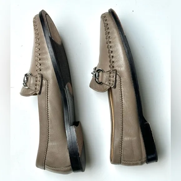 EUC Robert Zur Greige Leather Horse Bit Loafers, size 7.5