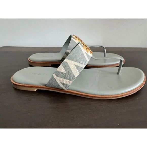 EUC TORY BURCH NEW EVERLY flat sandal Thong Rolled Blue Women’s 8.5 Leather