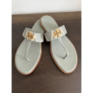 EUC TORY BURCH NEW EVERLY flat sandal Thong Rolled Blue Women’s 8.5 Leather