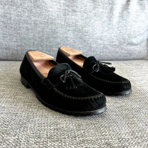 EUC Vintage Salvatore Ferragamo Black Suede Leather Loafers Classic Slip-On 8 B