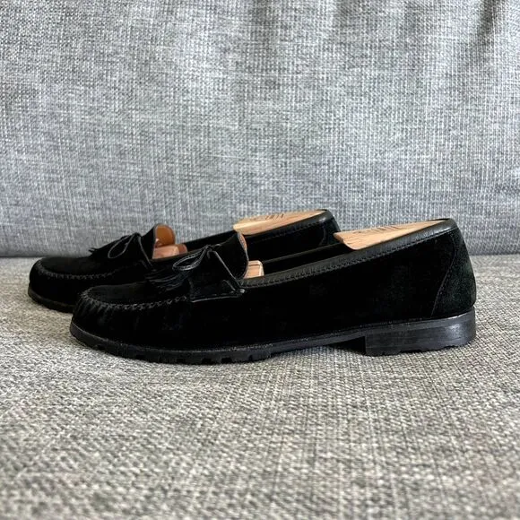EUC Vintage Salvatore Ferragamo Black Suede Leather Loafers Classic Slip-On 8 B