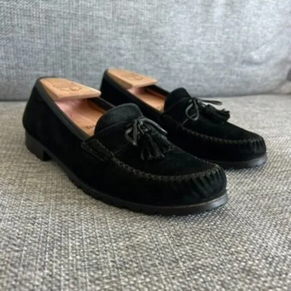 EUC Vintage Salvatore Ferragamo Black Suede Leather Loafers Classic Slip-On 8 B