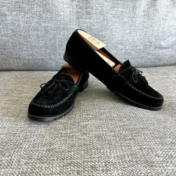 EUC Vintage Salvatore Ferragamo Black Suede Leather Loafers Classic Slip-On 8 B