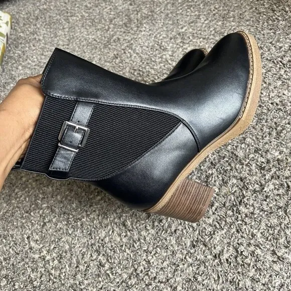 EVANS by City Chic Saskia Sz 12 Extra Wide Fit Black Boots Chelsea Mid Calf New