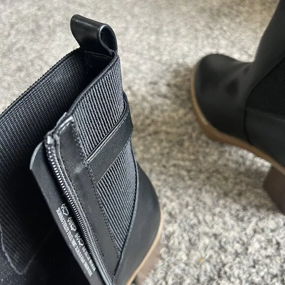 EVANS by City Chic Saskia Sz 12 Extra Wide Fit Black Boots Chelsea Mid Calf New