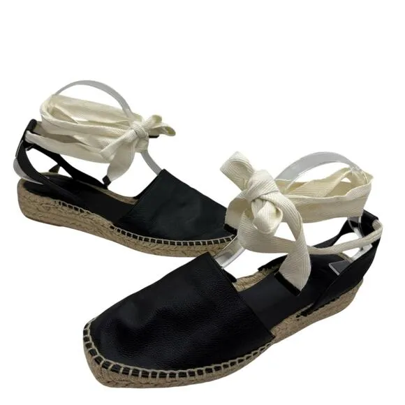 Everlane The D’Orsay Espadrilles Black Leather size 8.5