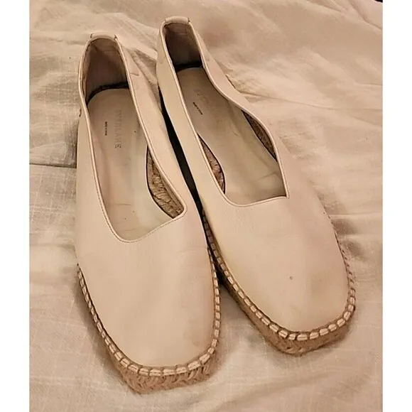 Everlane White Soft Leather Espadrilles Flats Shoes US Size 11 Made Spain