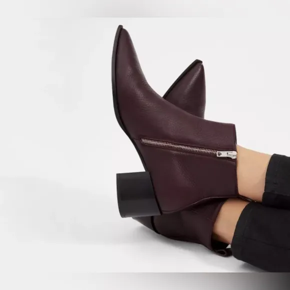 EVERLANE Women’s The Boss Ankle Leather Heel Boots, Size 6.5
