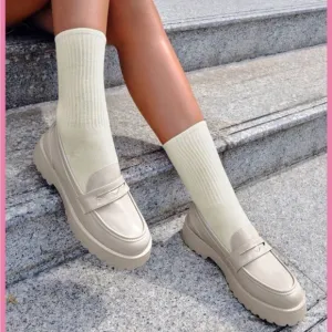 Everyday Collection Women Apricot Wedges, Preppy Penny Loafers For Outdoor