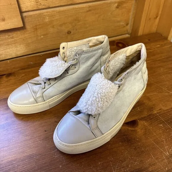 FABIANA FILIPPI Women 9 Gray Suede Shearling Lined Sneaker Shoe Bootie Cozy