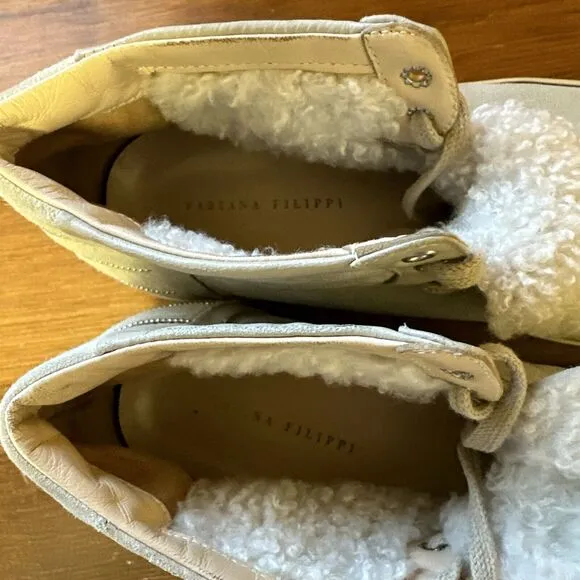 FABIANA FILIPPI Women 9 Gray Suede Shearling Lined Sneaker Shoe Bootie Cozy
