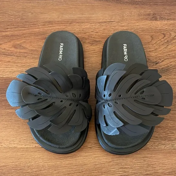FARM Rio Monstera Leaf Statement Slide Sandals