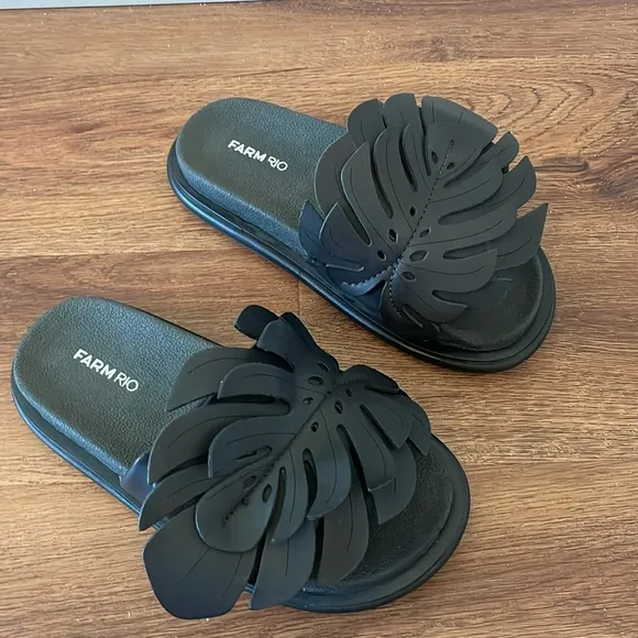 FARM Rio Monstera Leaf Statement Slide Sandals