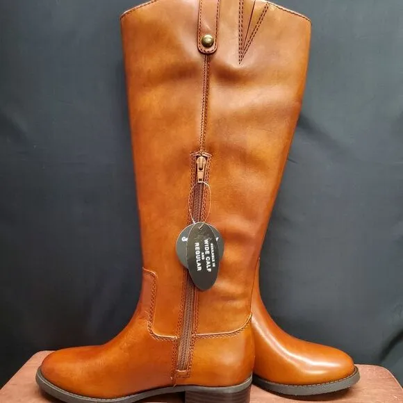 FAWNE WIDE CALF International Concepts Size 6M Cognac Leather Riding Boots