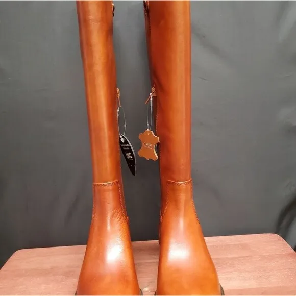 FAWNE WIDE CALF International Concepts Size 6M Cognac Leather Riding Boots