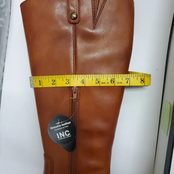 FAWNE WIDE CALF International Concepts Size 6M Cognac Leather Riding Boots