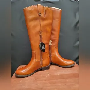 FAWNE WIDE CALF International Concepts Size 6M Cognac Leather Riding Boots