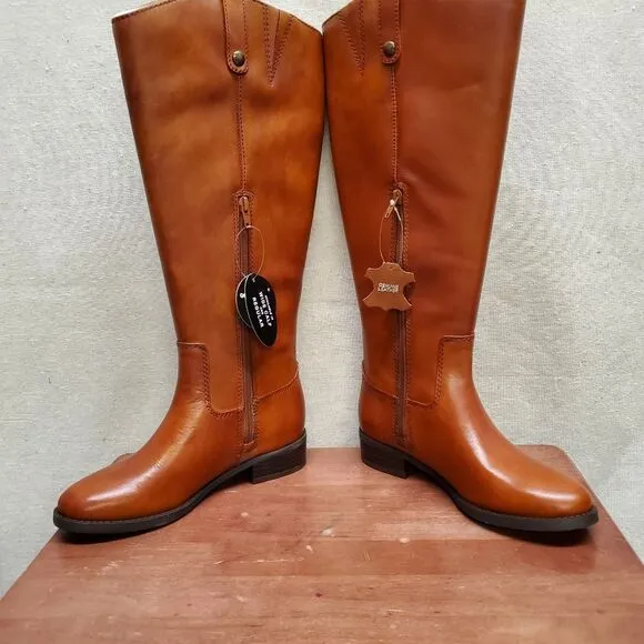 FAWNE WIDE CALF International Concepts Size 6M Cognac Leather Riding Boots