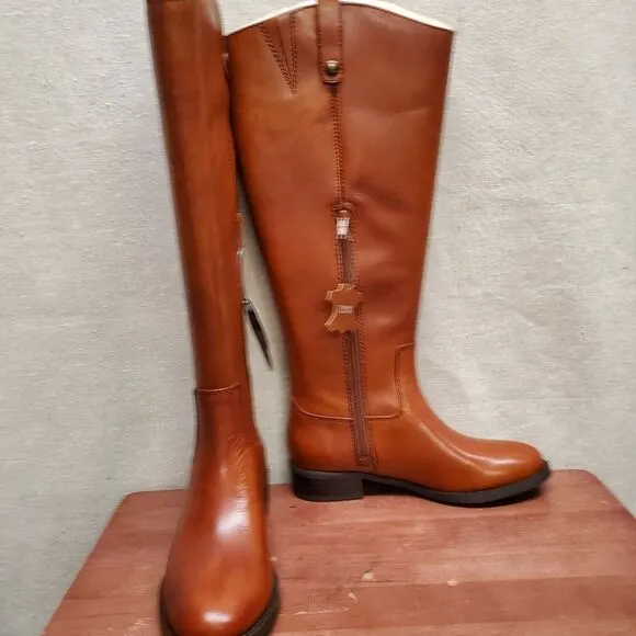 FAWNE WIDE CALF International Concepts Size 6M Cognac Leather Riding Boots