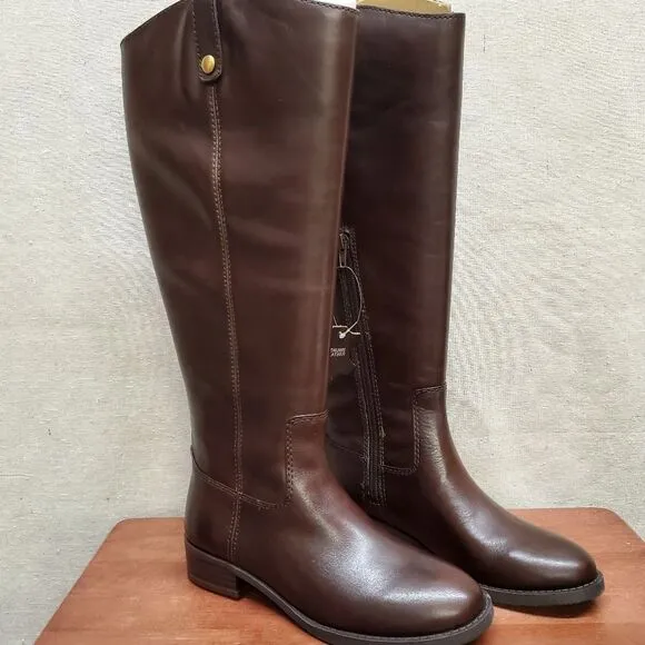 FAWNE WIDE CALF Size 6M Chocolate Leather Riding Boots I.N.C