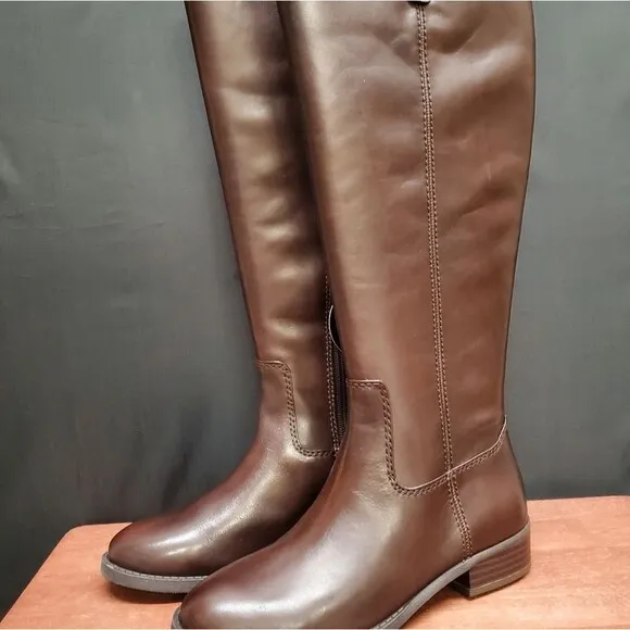 FAWNE WIDE CALF Size 6M Chocolate Leather Riding Boots I.N.C