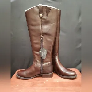 FAWNE WIDE CALF Size 6M Chocolate Leather Riding Boots I.N.C