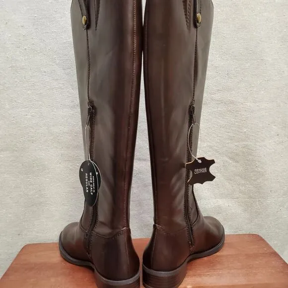 FAWNE WIDE CALF Size 6M Chocolate Leather Riding Boots I.N.C