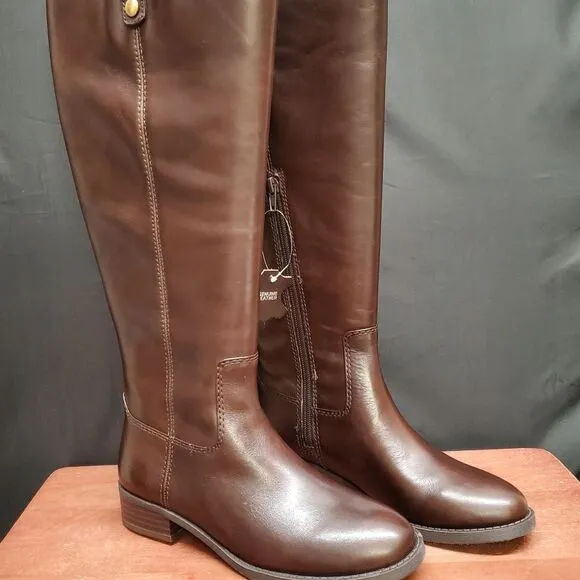 FAWNE WIDE CALF Size 6M Chocolate Leather Riding Boots I.N.C
