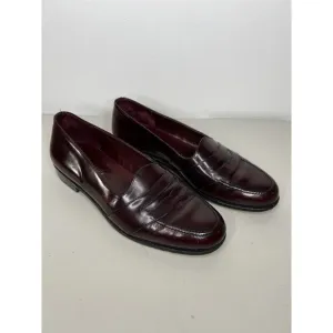 Ferradini Penny Loafer Burgundy Slip Shoes Leather Made In Italy Men’s Sz 9.5