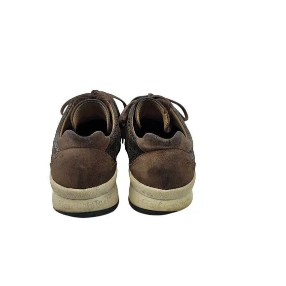 Finn Comfort Sidonia Sneakers Brown Leather Suede US 6 EU 39 Patchwork Crackle