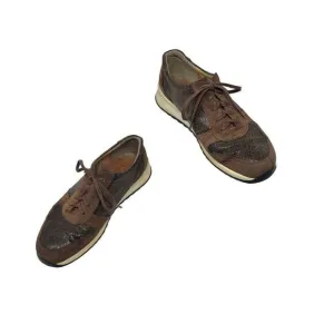 Finn Comfort Sidonia Sneakers Brown Leather Suede US 6 EU 39 Patchwork Crackle