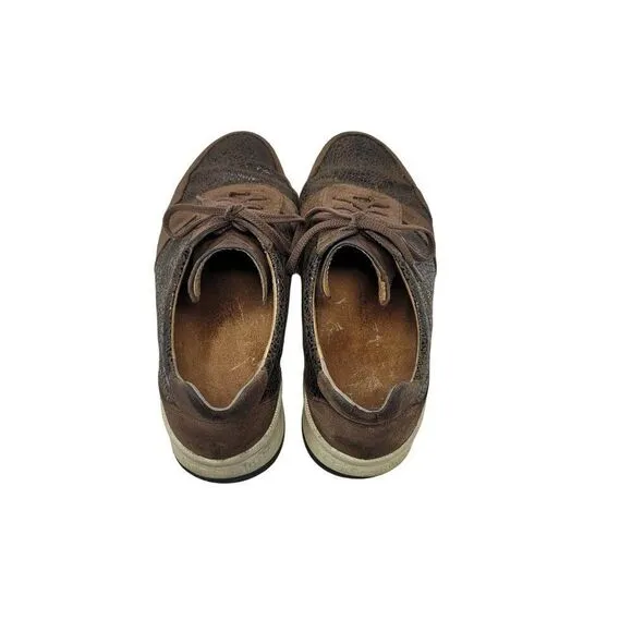 Finn Comfort Sidonia Sneakers Brown Leather Suede US 6 EU 39 Patchwork Crackle