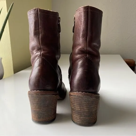 Fiorentini   Baker Brown Leather Ankle Boots stacked heel