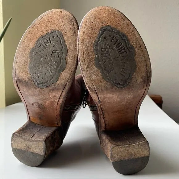 Fiorentini   Baker Brown Leather Ankle Boots stacked heel