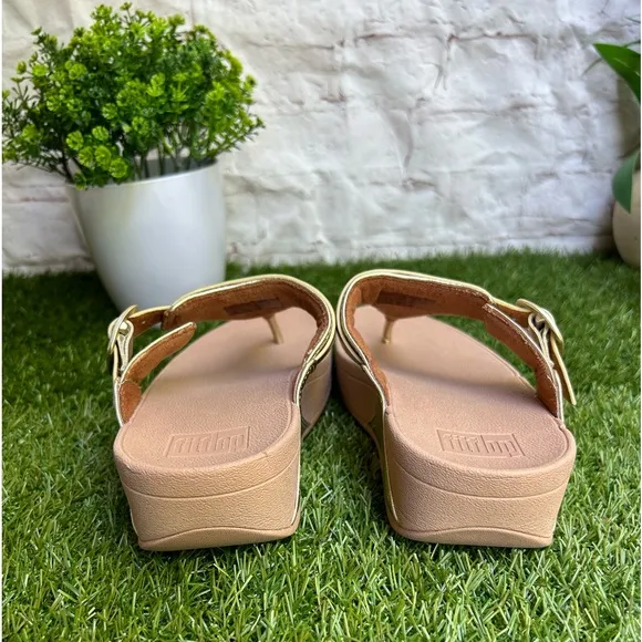FITFLOP LULU ADJUSTABLELEATHER SANDALS IN PLATINO EU 38 US 7 gently used