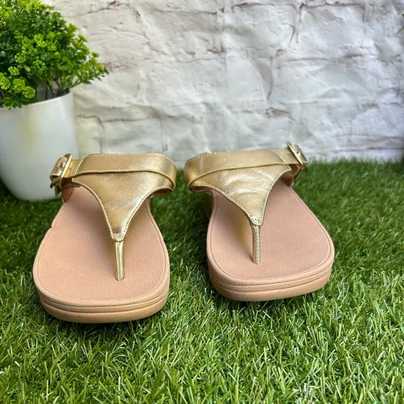 FITFLOP LULU ADJUSTABLELEATHER SANDALS IN PLATINO EU 38 US 7 gently used