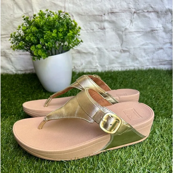 FITFLOP LULU ADJUSTABLELEATHER SANDALS IN PLATINO EU 38 US 7 gently used