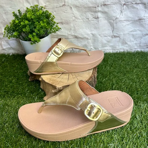FITFLOP LULU ADJUSTABLELEATHER SANDALS IN PLATINO EU 38 US 7 gently used