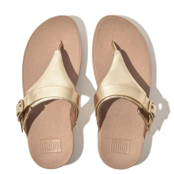 FITFLOP LULU ADJUSTABLELEATHER SANDALS IN PLATINO EU 38 US 7 gently used